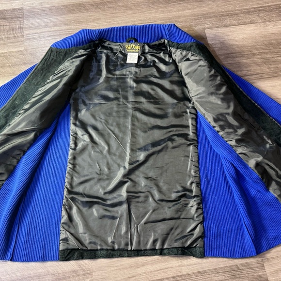 Bob Mackie Women Wearable Art Suede Black Blue Embroidered Zip Knit Jacket Sz L - Picture 8 of 14